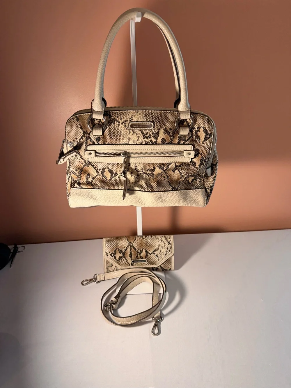 Dana Buchman Snakeskin Print Satchel Handbag & Matching Wallet Set